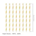 Goldene gestreifte Papier-Trinkhalme Detailansicht, 20 cm Länge, ideal für Party Dekoration. - Papierstrohhalme 10 Stück/Packung