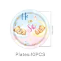 Baby Gender Reveal Party Pappteller Aquarell Teddybär rosa blau Tischdeko 10Stk 18cm - 7 Zoll 10 Stück