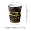 Black gold fireworks New Year paper cups, disposable party cups 10pcs, 7.4x8.2cm table decor. - Paper Cup / 10 Pieces Pack