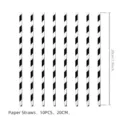 Detailed view of black and white striped paper straws, 20cm length, perfect for party decor. - Black Finger Black Striped Straws, 10 Pcs
