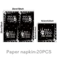 Halloween black skeleton hand disposable paper napkins party tableware 20pcs set 33x33cm - Black Finger Napkins, 20 Pcs