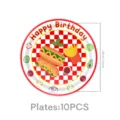 Hotdog Burger Motiv Pappteller Detail, 18cm, ideal für Geburtstag Party Tisch Dekoration. - 10er Pack / 7 Zoll Teller