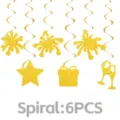 Gold glitter hanging swirls party decorations set, perfect for new year and celebrations. - Glitter Gold Happy New Year Swirls (New Year Party Decoration)