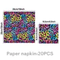 Bunte bunte Neon-Leopardenmuster Papierserviettenset fuer Partydekoration und Feierzubehoer. - Servietten (20er Set)