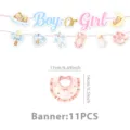 Jungen oder Maedchen Gender Reveal Party Banner Set niedlicher Teddybaer Babydusche Deko - Banner (11 Stück/Packung)