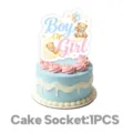 Süßer Teddybär Babyparty Tortenaufsatz Geschlechterenthüllung Party Deko Set 1Stk - Großer Kuchendeckel 1 Stück