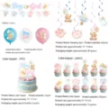 Gender Reveal Party Dekoration Set mit süssen Teddybär Design Ballons und Tortenauflegern. - 5-teiliges Set (Banner x11, Großer Topper x1, Kleine Topper x24, Wirbel x6, Ballons x18)