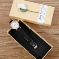 Montre-bracelet quartz minimaliste pour femme avec bracelet noir et boîtier or rose. - Échelle numérique / Bracelet Noir Cadran Blanc