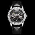 Herren Quarz Uhr Sternenhimmel Zifferblatt Diamant Lünette Lederarmband Business Mode - Silbernes Gehäuse Schwarzes Zifferblatt Schwarzes Armband