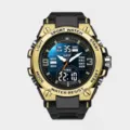 Multifunktionale Outdoor-Sport-Digitaluhr für Herren mit schwarz-goldener Lünette, wasserdicht. - Gold