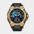 Men waterproof dual display digital sport watch with luminous tactical resin strap outdoor - Rose Gold
