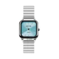 Elegante Damen Quarz-Armbanduhr im quadratischen Design mit hellblauem Zifferblatt. - Himmelblau