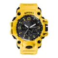 Gele robuuste sport digitale horloge voor buitenactiviteiten waterdichte dubbele tijdzone. - Geel