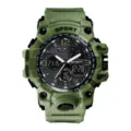 Groene outdoor sport digitaal analoog horloge voor heren, waterdicht tactisch horloge met harsband. - Groen