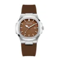 Herren Luxus Quarzuhr mit braunem Silikonarmband und stilvollem Zifferblatt Kalender. - Kaffee