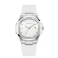 Herren Mode Uhr mit weissem Silikonarmband Freizeit Business Quarzuhr Armbanduhr - Weiß