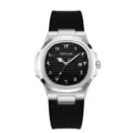 Herren Luxus stilvolle Quarzuhr schwarzes Zifferblatt Kautschukarmband Business Uhr Alltag - Schwarzes Modell mit arabischen Ziffern
