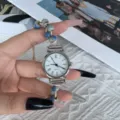 Minimalistische Damen Quarzarmbanduhr mit Perlen geflochtenem Armband kleines Zifferblatt - Alternative Römisch Weiß