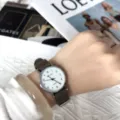 Minimalistische Quarz Damenuhr lässig schmal Canvas Armband Student Mode Uhr neu - Grün