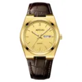 Orologio da polso uomo al quarzo con quadrante oro e cinturino in pelle marrone. - Cassa oro con quadrante oro e cinturino marrone