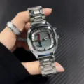 Herren Edelstahl Armbanduhr mit einzigartigem bunten Zifferblatt und Metallarmband. - Weißes Uhrwerk (Massives Stahlarmband)