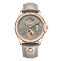 Herren Luxus Armbanduhr mit grauem Lederarmband Roségold Gehäuse mechanischem Zifferblatt Alltag. - Khakifarbenes Goldgehäuse