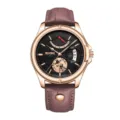 Luxus Herren Quarzarmbanduhr mit braunem Lederarmband und Roségold Gehäuse für Herren. - Kaffeebraunes Armband Goldgehäuse schwarzes Zifferblatt