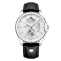 Heren luxe mechanisch horloge zwarte lederen band witte wijzerplaat automatisch - Zwarte Band Zilveren Kast Witte Wijzerplaat
