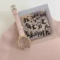 Minimalistische rosa Quarz-Uhr fuer Damen und Schuelerinnen, elegante Damenuhr. - Rosa