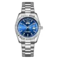 Montre homme acier inoxydable etanche cadran bleu classique jour date quartz luxe business mode - S3 boîtier argent bleu