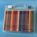Colored pencil set with transparent plastic carrying case, eraser and sharpener for art drawing. - 50 Colors Double Layer