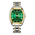 Orologio Automatico Tonneau Uomo Quadrante Verde Lusso Lavorativo Impermeabile Luminoso - Orologio in acciaio bicolore oro e verde
