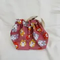 Süße japanische Shiba Inu Bento Tasche rosa wasserdichter Stoff niedliche Mittagstasche. - Tragestil / Daruma Hund Rosa