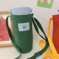 Custodia per bottiglia d'acqua in tela verde con tracolla regolabile borsa portatile - Verde