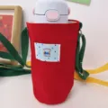 Borsa per bottiglia d'acqua in tela rossa con tracolla regolabile, custodia. - Rosso