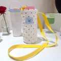 Bellissima Borsa a Tracolla Trapuntata in Tela per Bottiglia con Motivo Cuore Giallo - Borsa a Tracolla Pois a Cuore