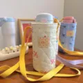 Borsa per bottiglia d'acqua trapuntata con tracolla carina custodia porta tazza - Borsa Fiocco Rosa