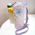 Borsa trapuntata floreale per borraccia con tracolla grazioso supporto per tazza - Borsa a Tracolla Stampa Floreale