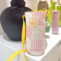 Sac porte-bouteille d'eau matelassé avec bandoulière réglable housse rose motif floral - Rose Épissage