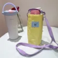 Sac de bouteille d'eau en toile décontracté et ensemble de thermos avec une bandoulière. - Sac à Gobelet en Toile Jaune / Jaune