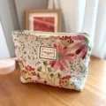 Blumen Leinwand Kosmetiktasche Grosse Kapazitat Reise Make-up Beutel Reissverschluss Etui - Floral Kosmetiktasche (Groß) / 26cm x 18cm x 5cm