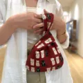 Japanische Winkekatze Leinen Handtasche Rote Handgelenk Tasche Kleine Tragetasche Becher - Glückskatze Rot