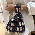 Japanischer Glückskatze Leinen Tassenhülle tragbare Mini Handtasche Aufbewahrung Variante - Glückskatze Blau