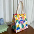 Bolsa de almuerzo de lona con estampado colorido, bolso de mano duradero para trabajo y escuela. - Bolso Tote Casa (Broche)