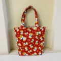 Cute Shiba Inu canvas tote bag, red casual bento handbag with zipper closure and dual handles. - Dog Red