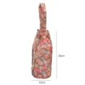 Doorgestikte bloemen waterfles tas, draagbare thermosbeker etui met trekkoord en handvat. - Roze Bloemen Handtas
