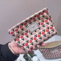 Retro Tulpen gewebte Kosmetiktasche tragbare Make-up Tasche Alltag Aufbewahrung Beutel - S / Retro Geometrisch Floral