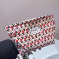 Blumen Leinen Kosmetiktasche, stilvolle Tulpenmuster Reißverschluss Tasche für Reise Make-up. - L / Retro Geometrisch Floral