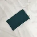 Einfarbige Leinwand Münzbörse Detail, Reißverschluss Tasche, schlichte Schlüssel Makeup Tasche. - Blaugrün