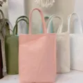 Solid color canvas bag casual handbag multi-color minimalist shopping tote bag daily use. - Pink